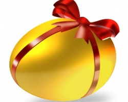 Website template graphics golden egg gift ribbon logo in Photoshop