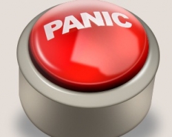 Design panic button logo icon in photoshop.