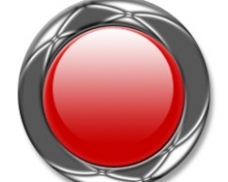 Design a web2.0 red stop button with Steel border